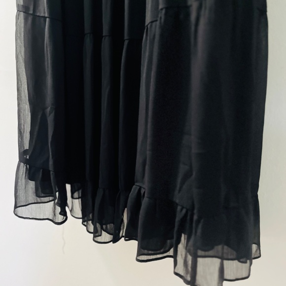Taylor14 Chiffon Midi Black Fit & Flair Long Sleeve Elastic Waist Dress - Picture 9 of 16